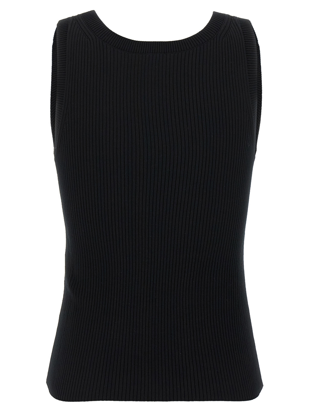 Black Viscose Sleeveles T-Shirt