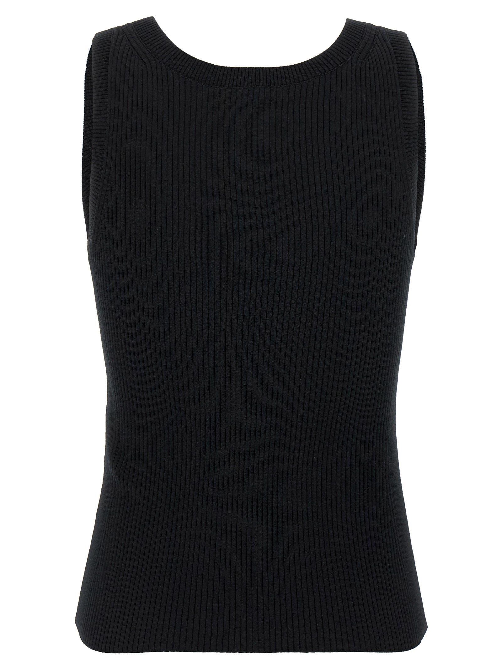 Black Viscose Sleeveles T-Shirt