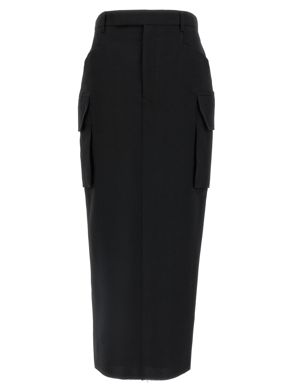 Black Wool Midi Skirt