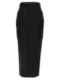 Black Wool Midi Skirt