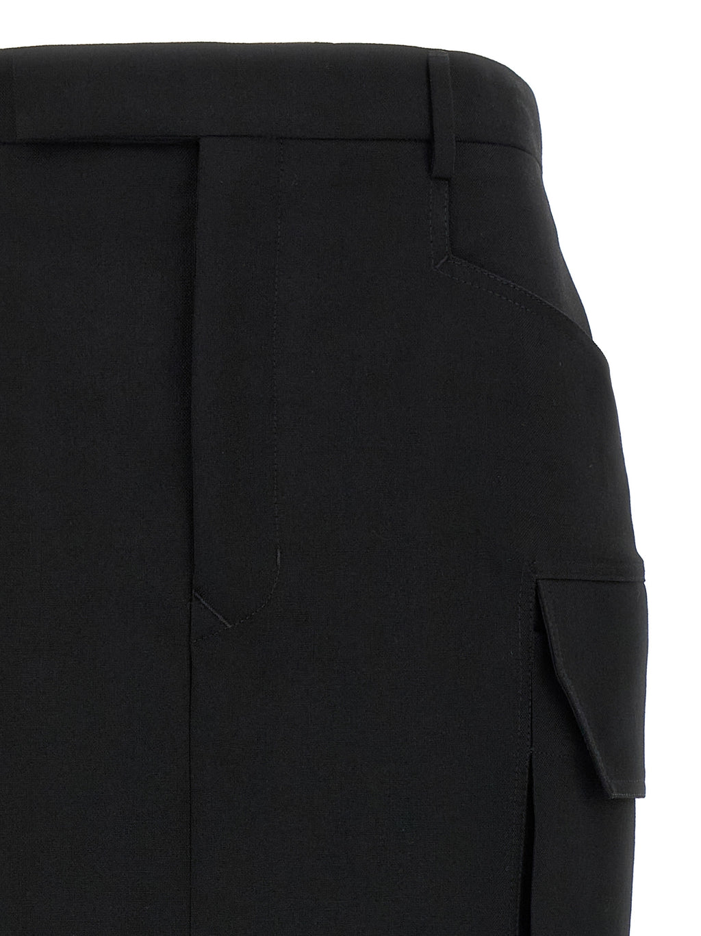 Black Wool Midi Skirt