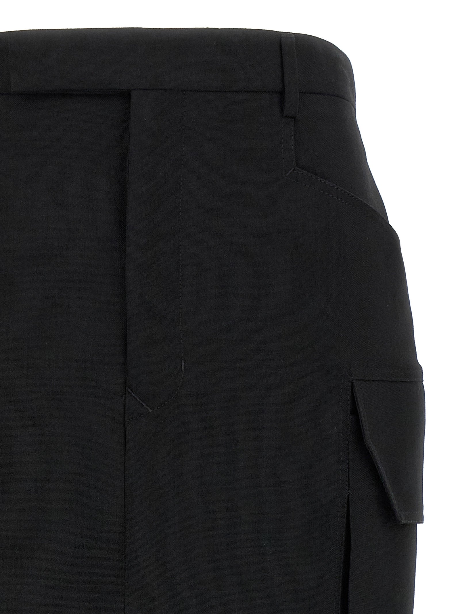 Black Wool Midi Skirt
