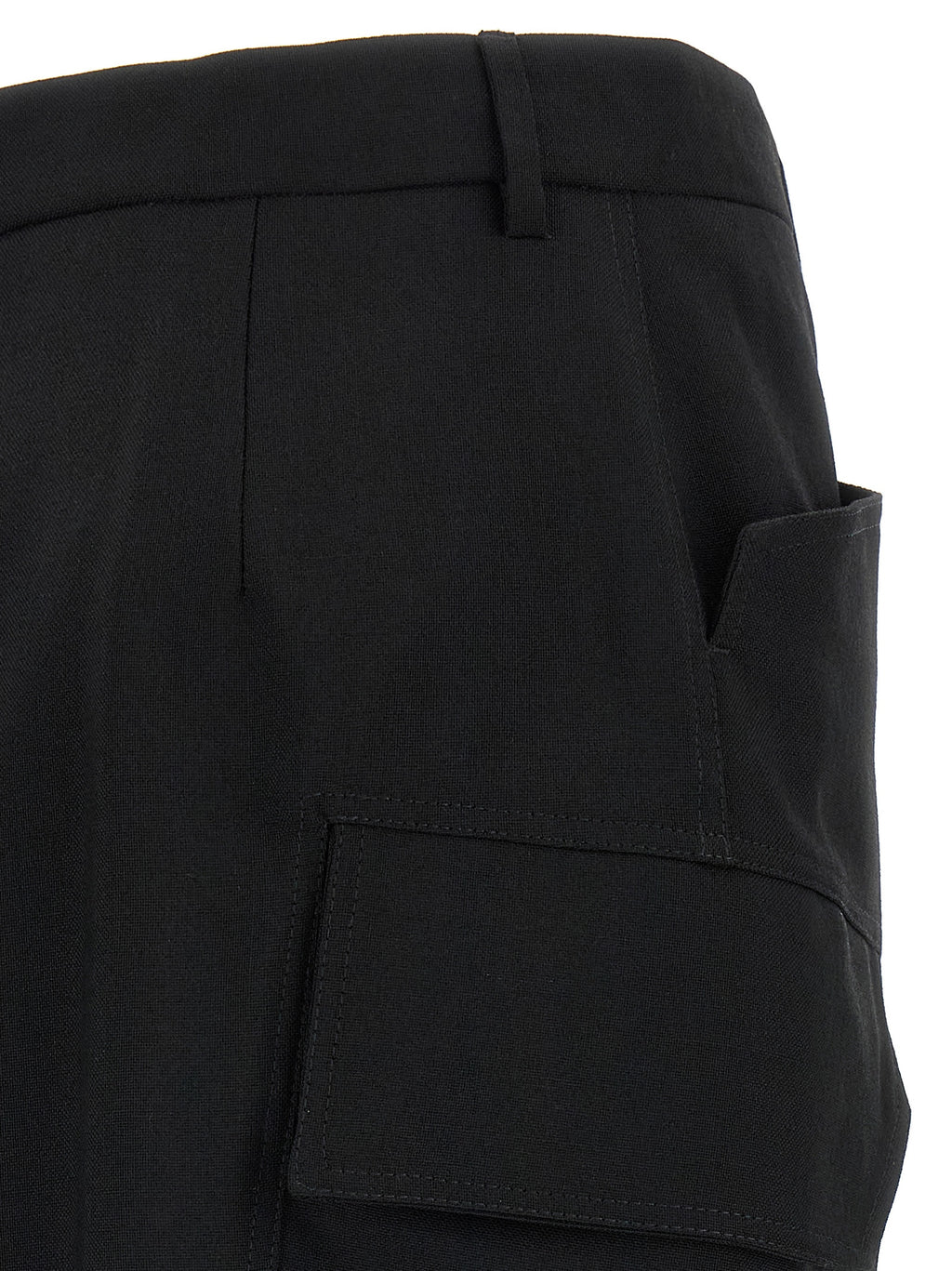 Black Wool Midi Skirt
