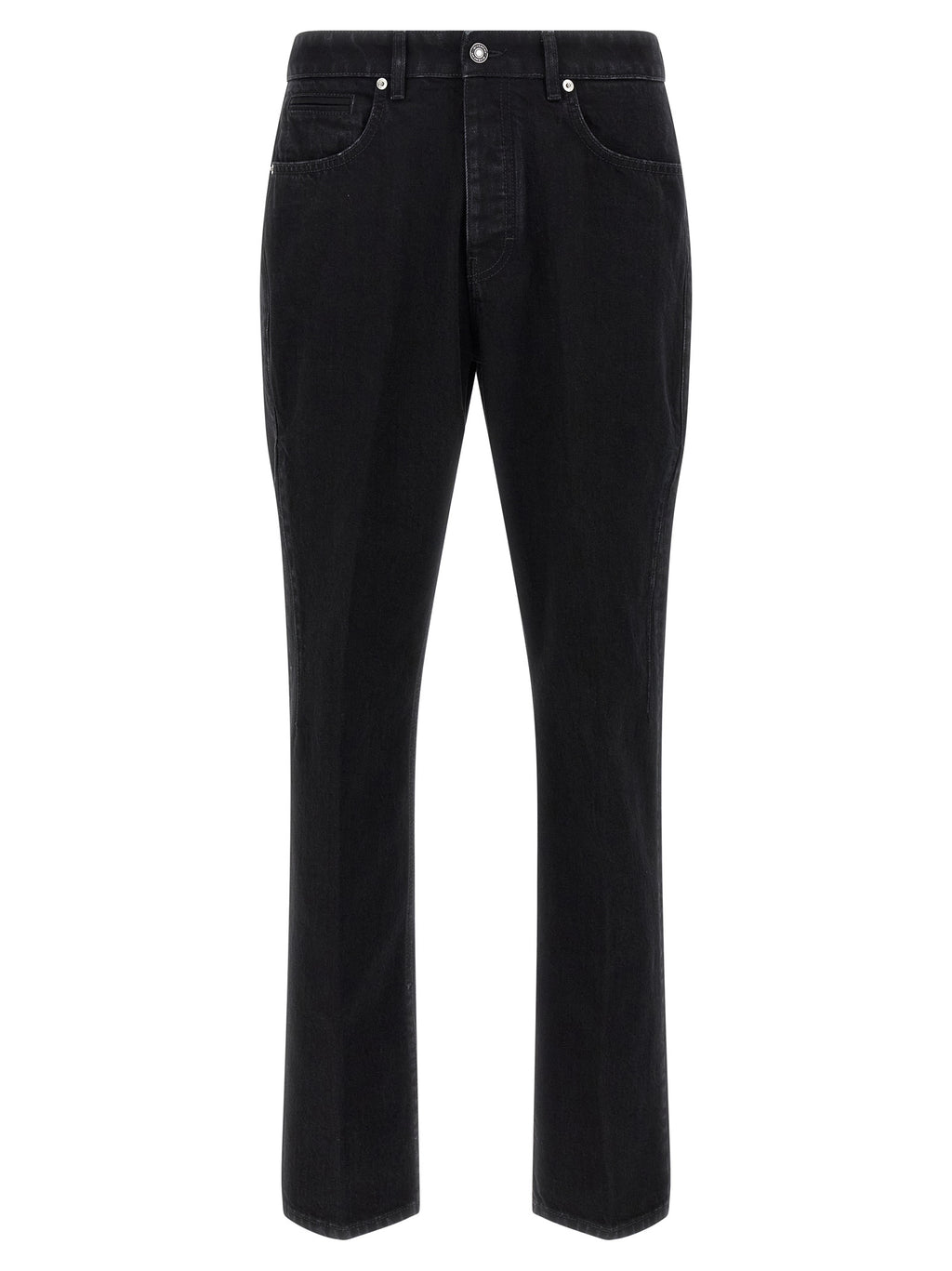 Black Cotton Straight-Leg Jeans