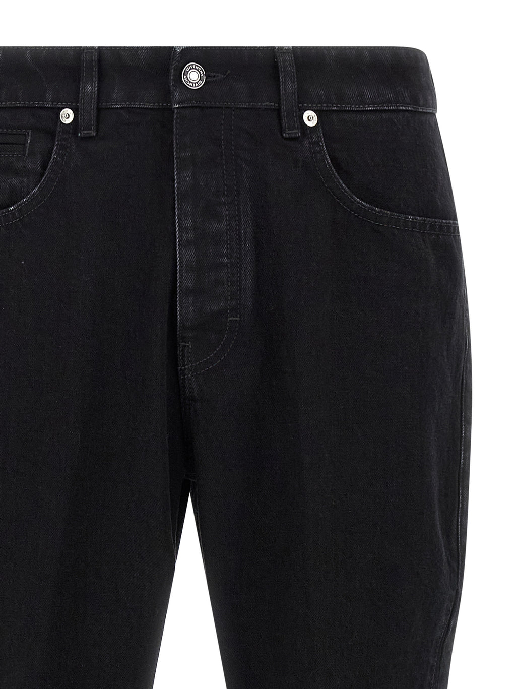 Black Cotton Straight-Leg Jeans