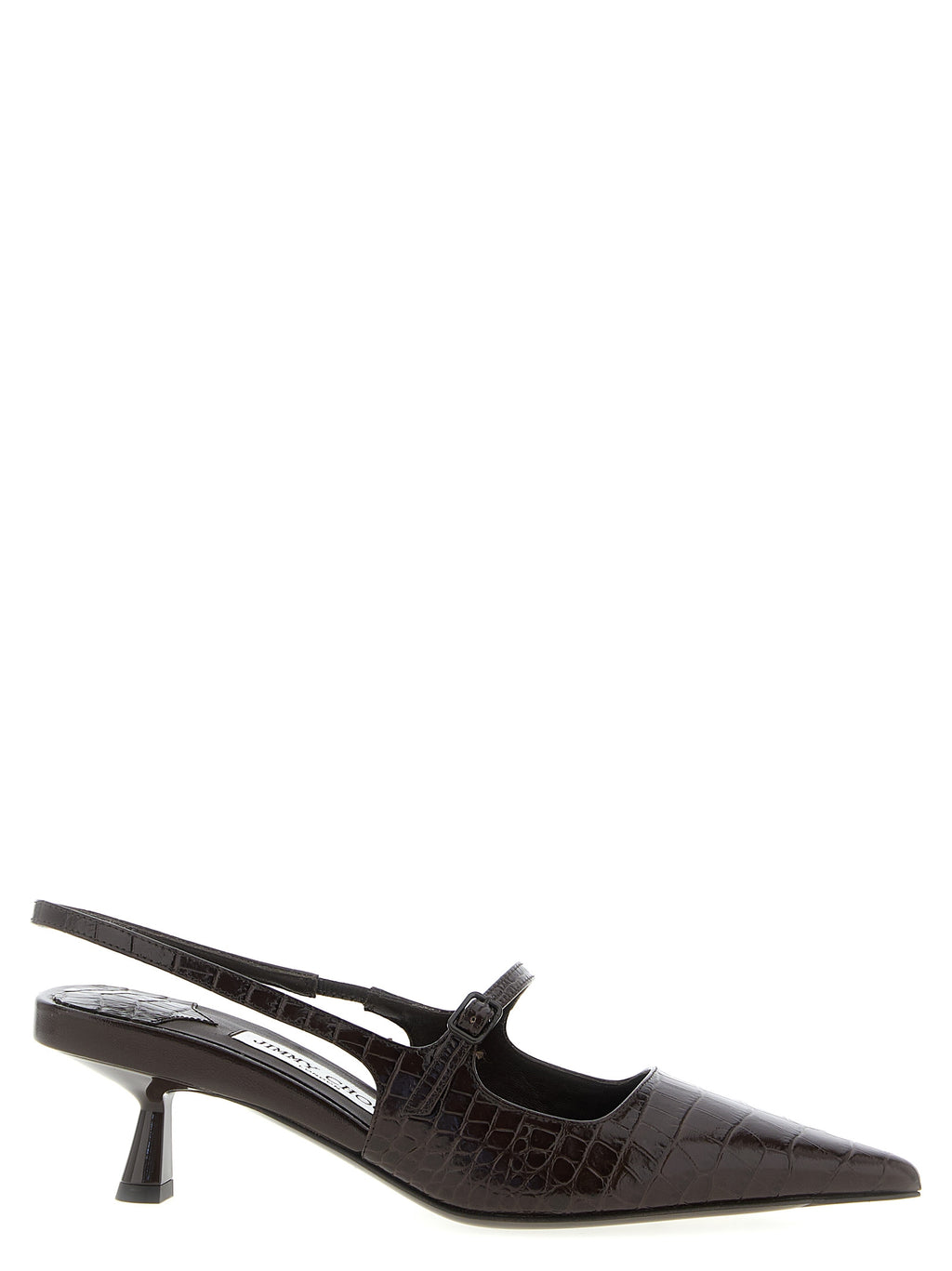 Brown Leather Mid Heel Pumps