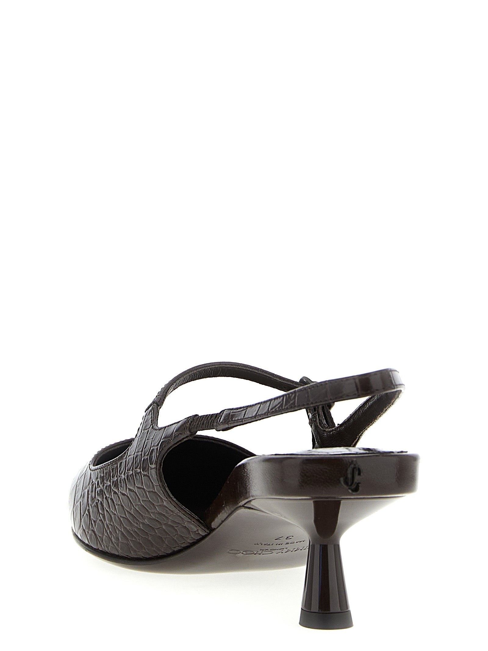 Brown Leather Mid Heel Pumps