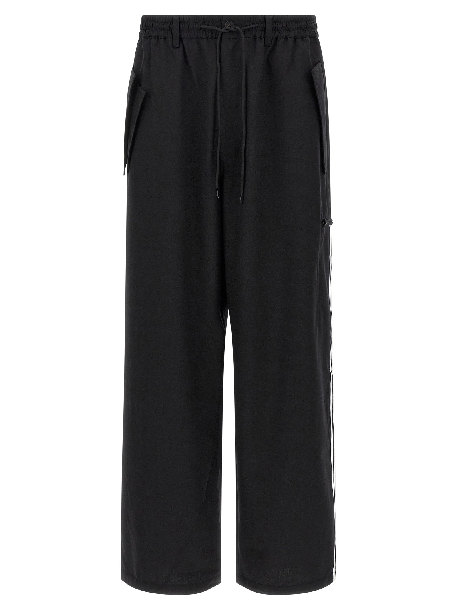 Black Polyester Casual Pants