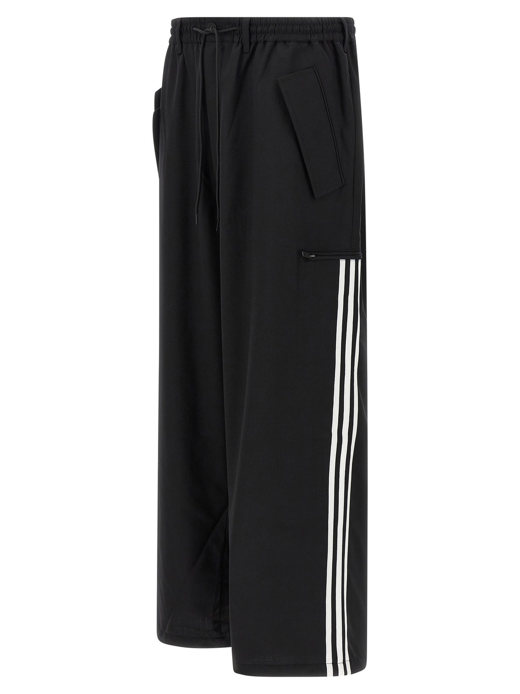 Black Polyester Casual Pants