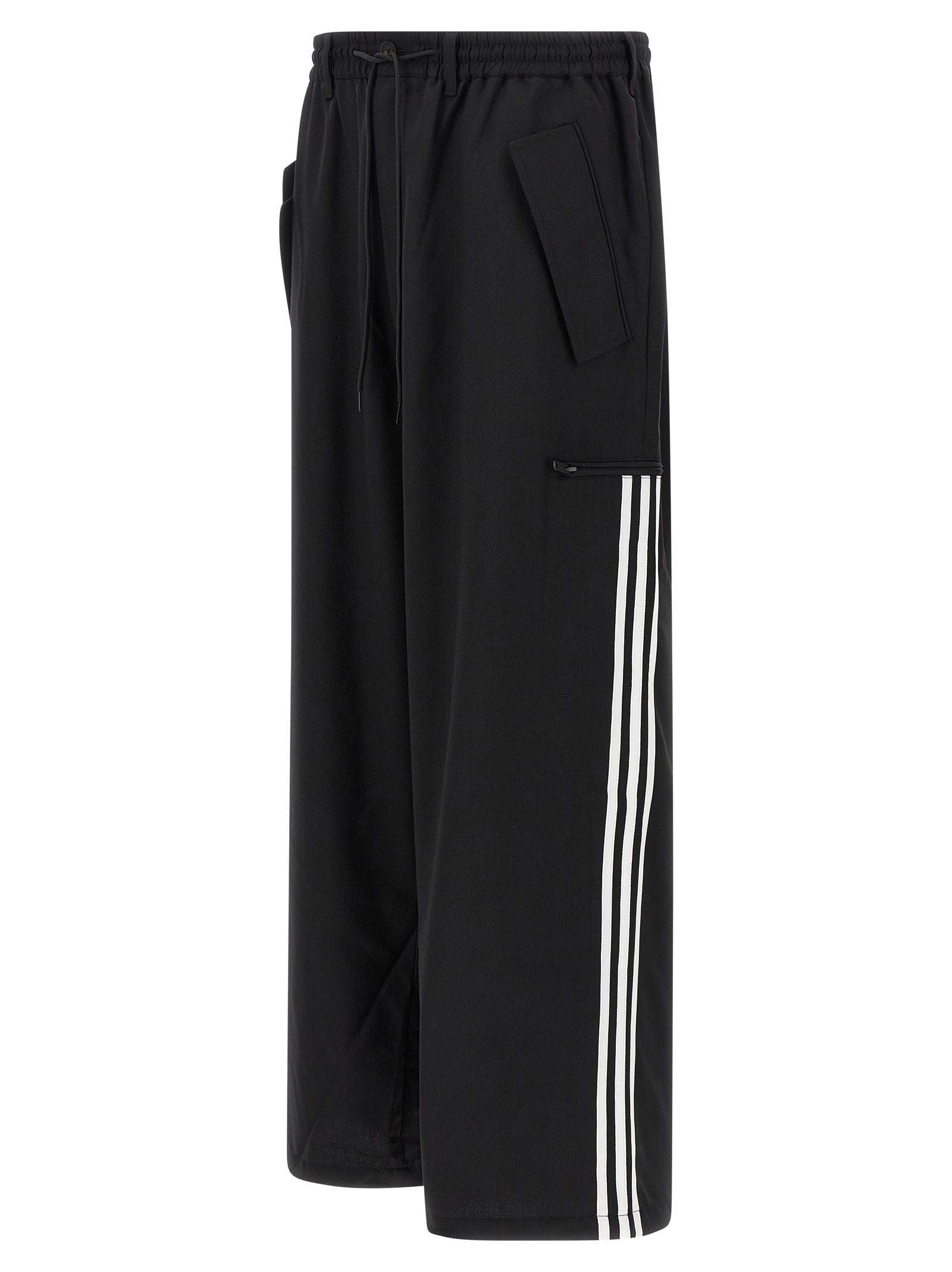 Black Polyester Casual Pants