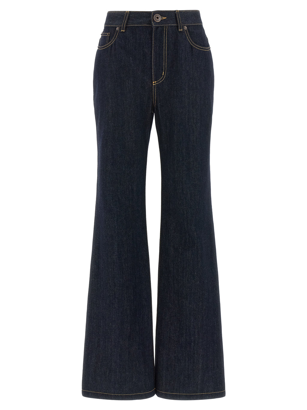 Blue Cotton Flared Jeans