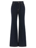 Blue Cotton Flared Jeans