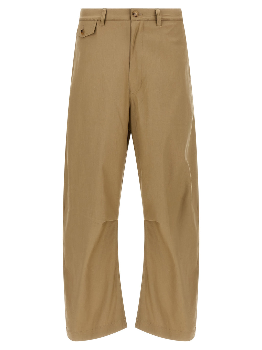 Beige Cotton Casual Pants