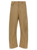 Beige Cotton Casual Pants