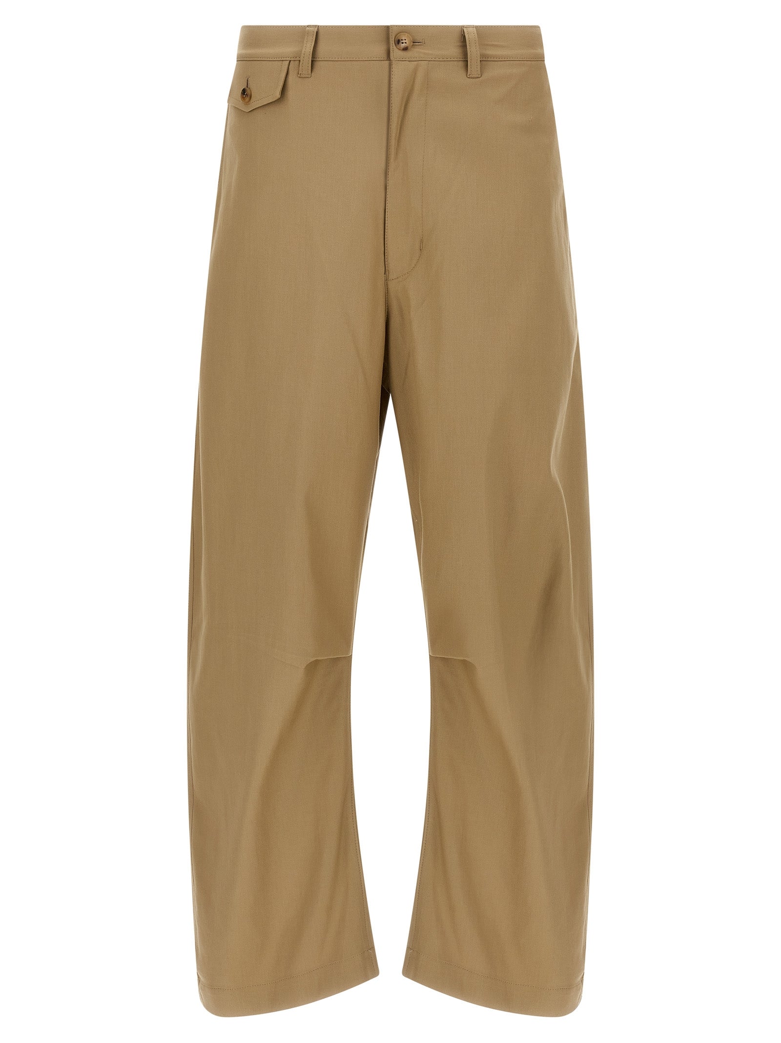 Beige Cotton Casual Pants