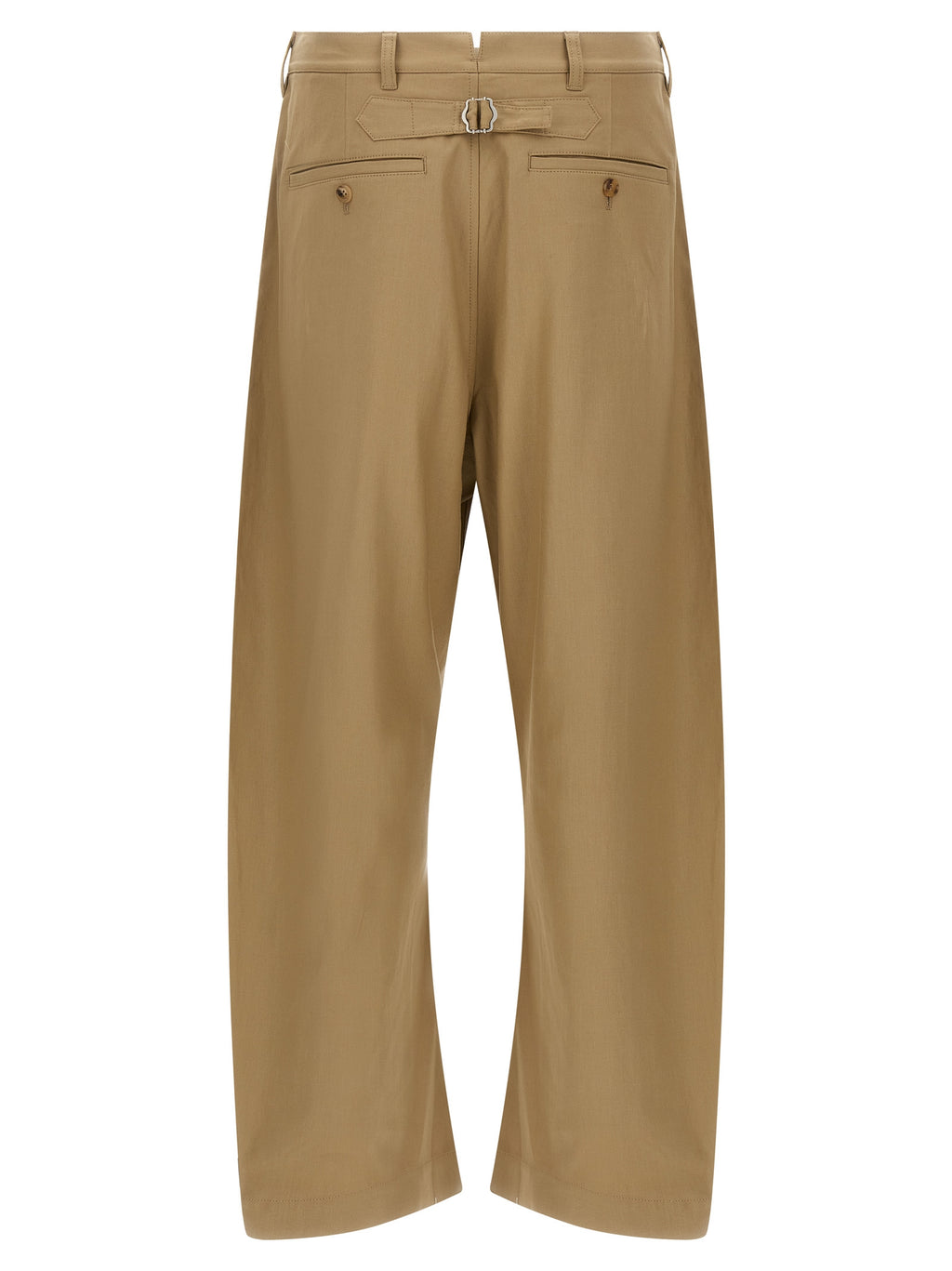 Beige Cotton Casual Pants