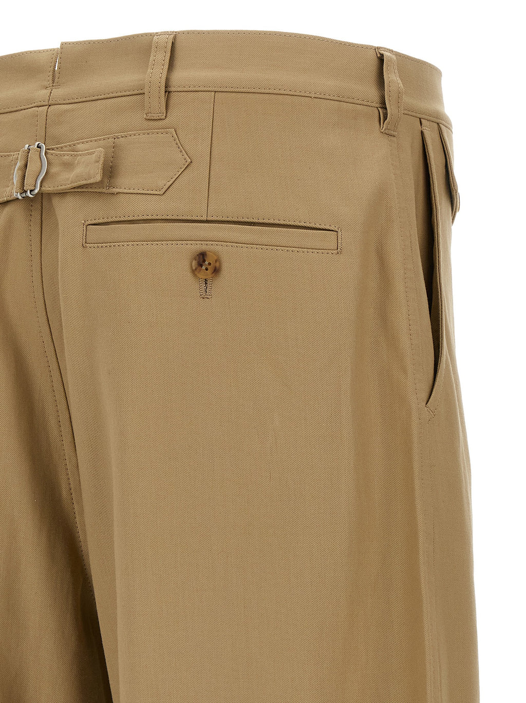 Beige Cotton Casual Pants