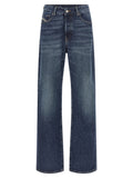 Blue Cotton Straight-Leg Jeans