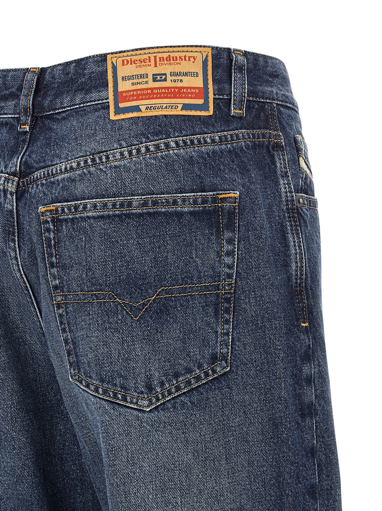 Blue Cotton Straight-Leg Jeans