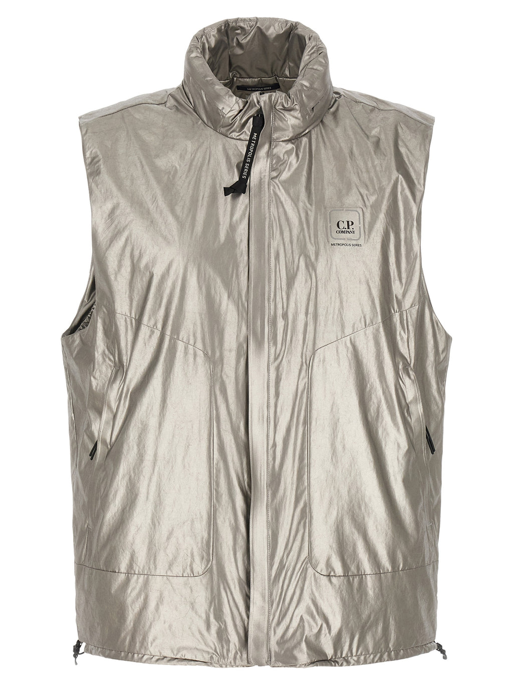 Silver Polyester Sleeveless Jacket