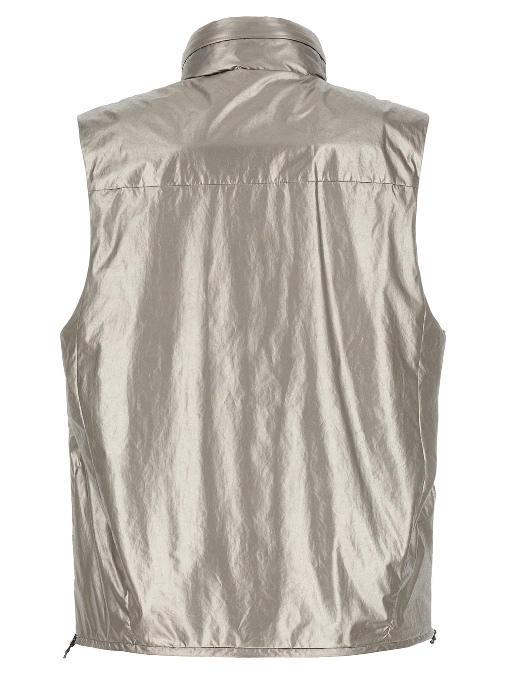 Silver Polyester Sleeveless Jacket