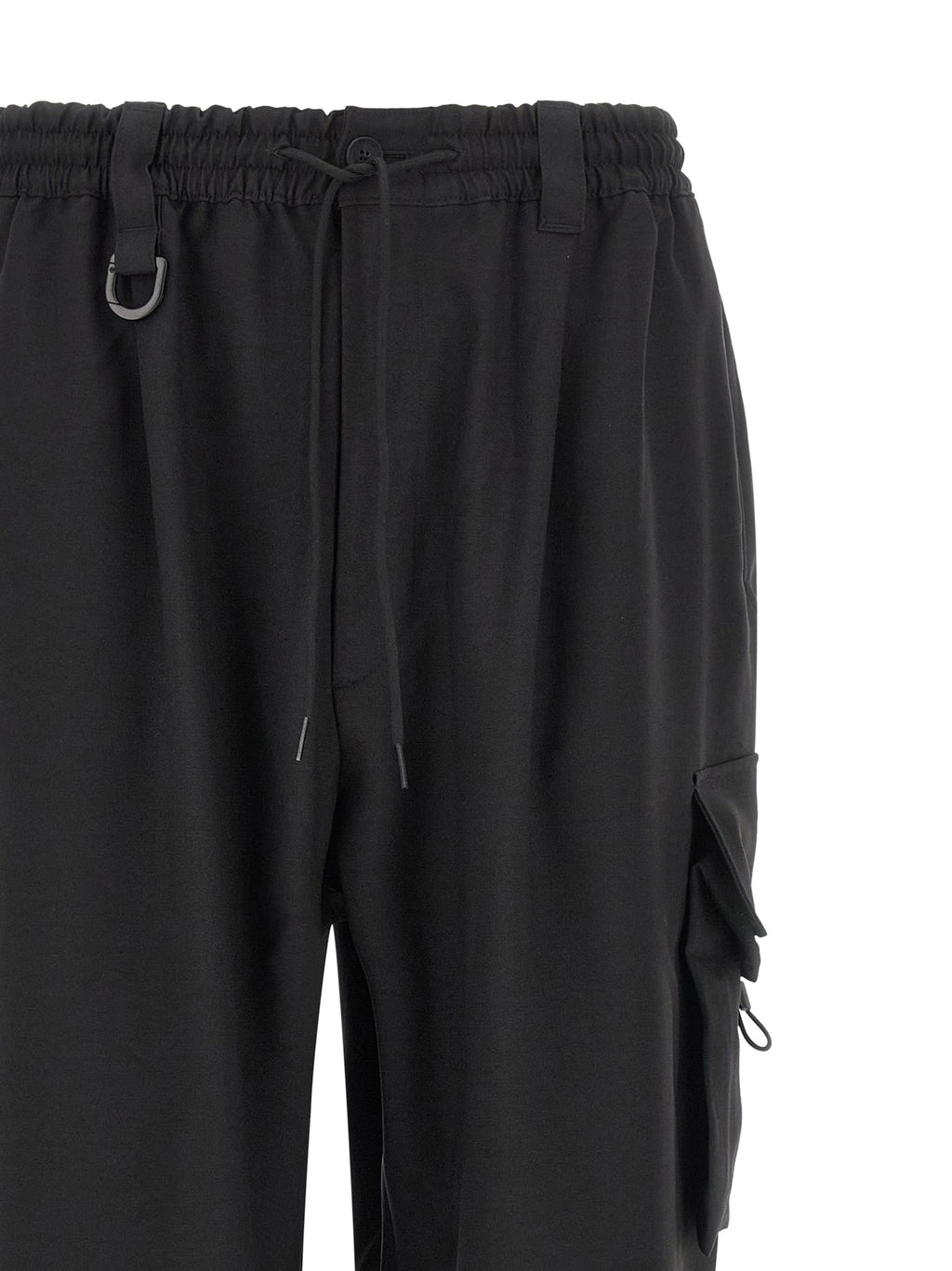 Black Polyester Cargo Pants