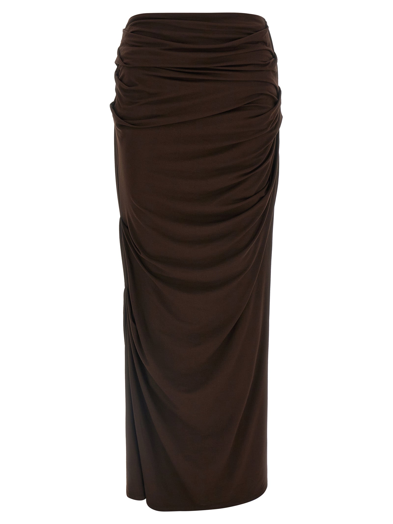 Brown Viscose Mini Skirt