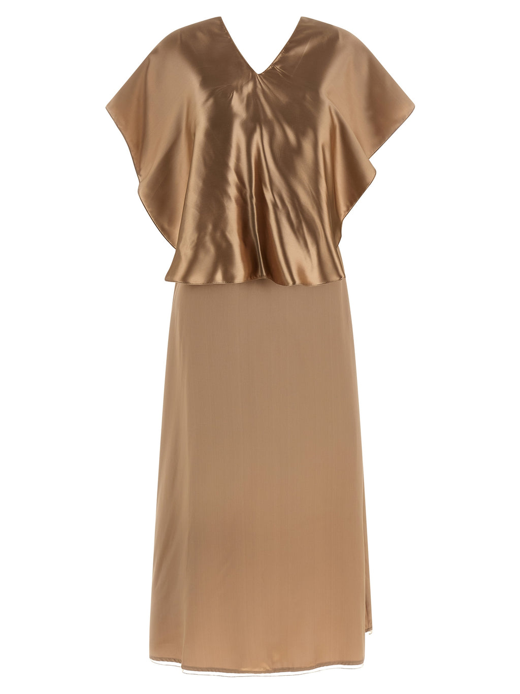 Beige Viscose Midi Dress