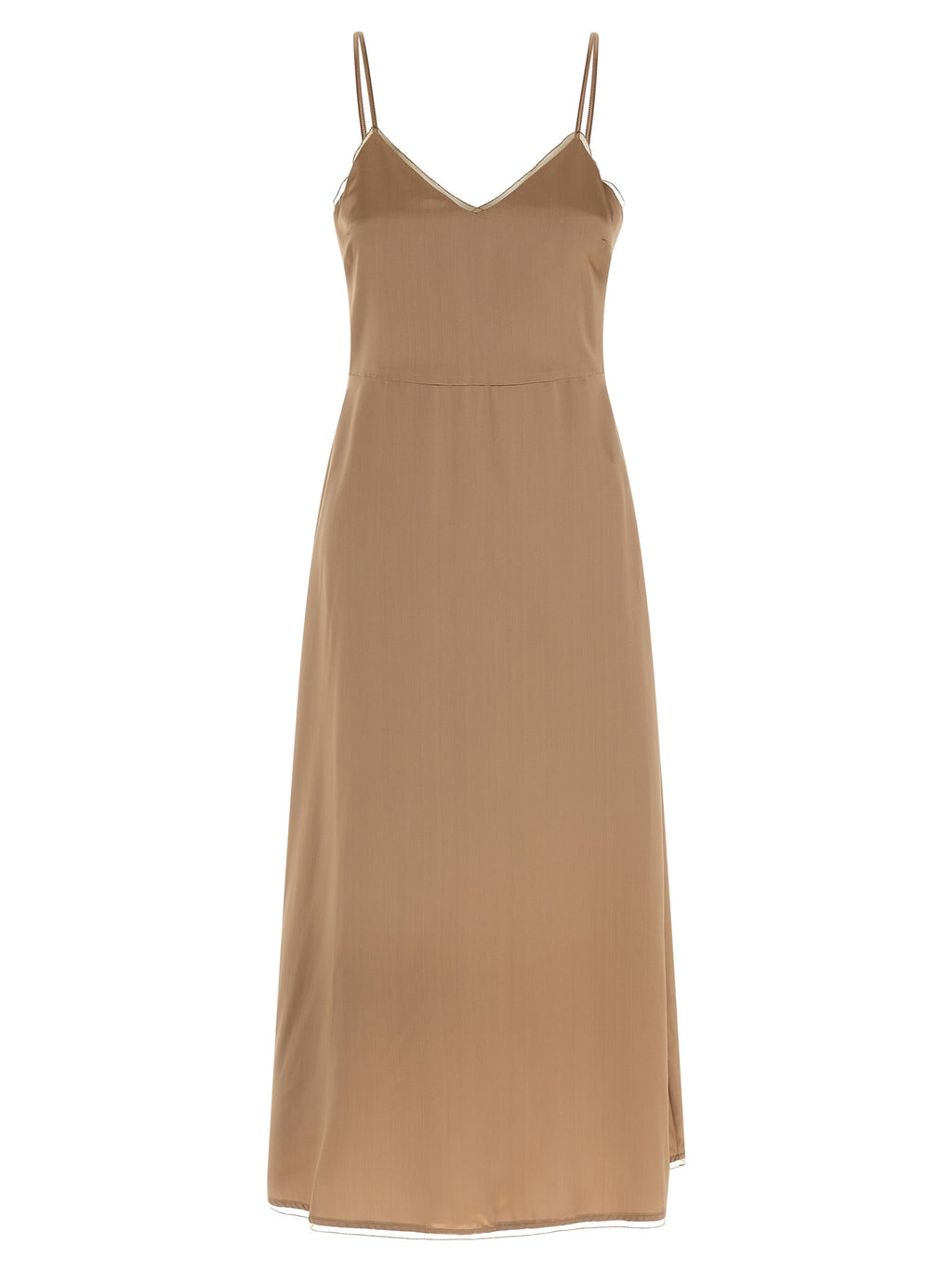 Beige Viscose Midi Dress