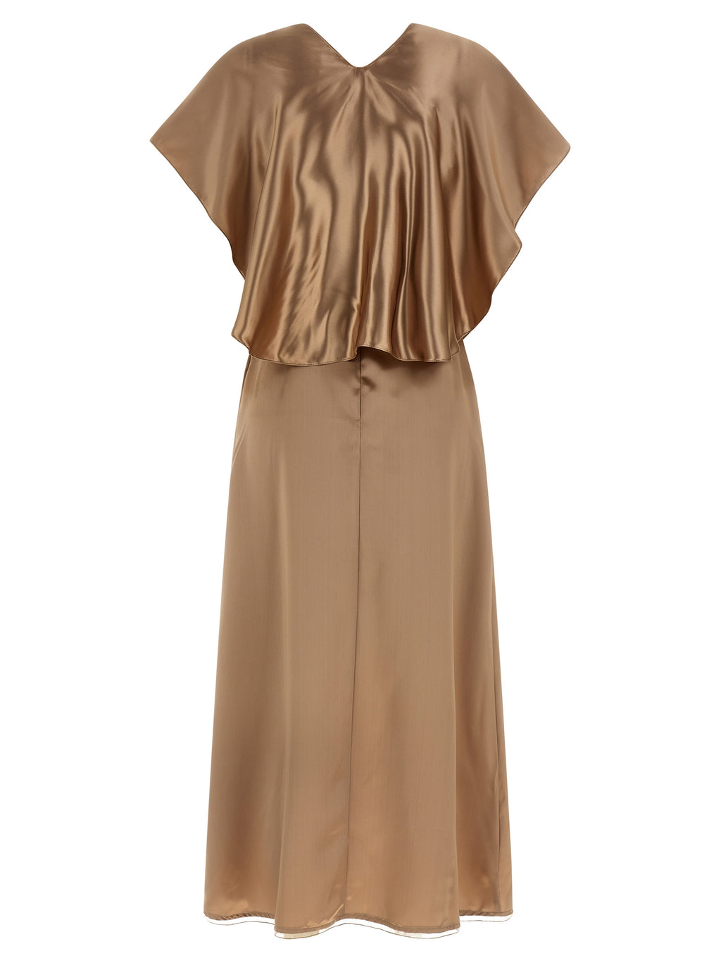Beige Viscose Midi Dress