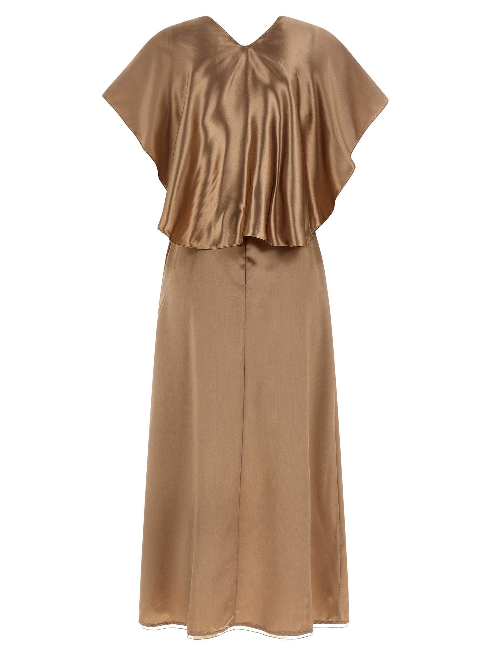 Beige Viscose Midi Dress