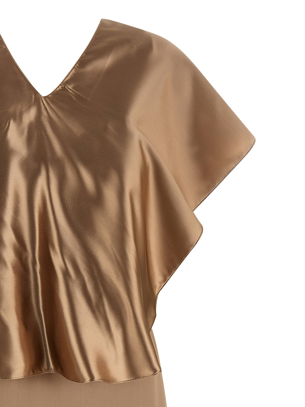 Beige Viscose Midi Dress