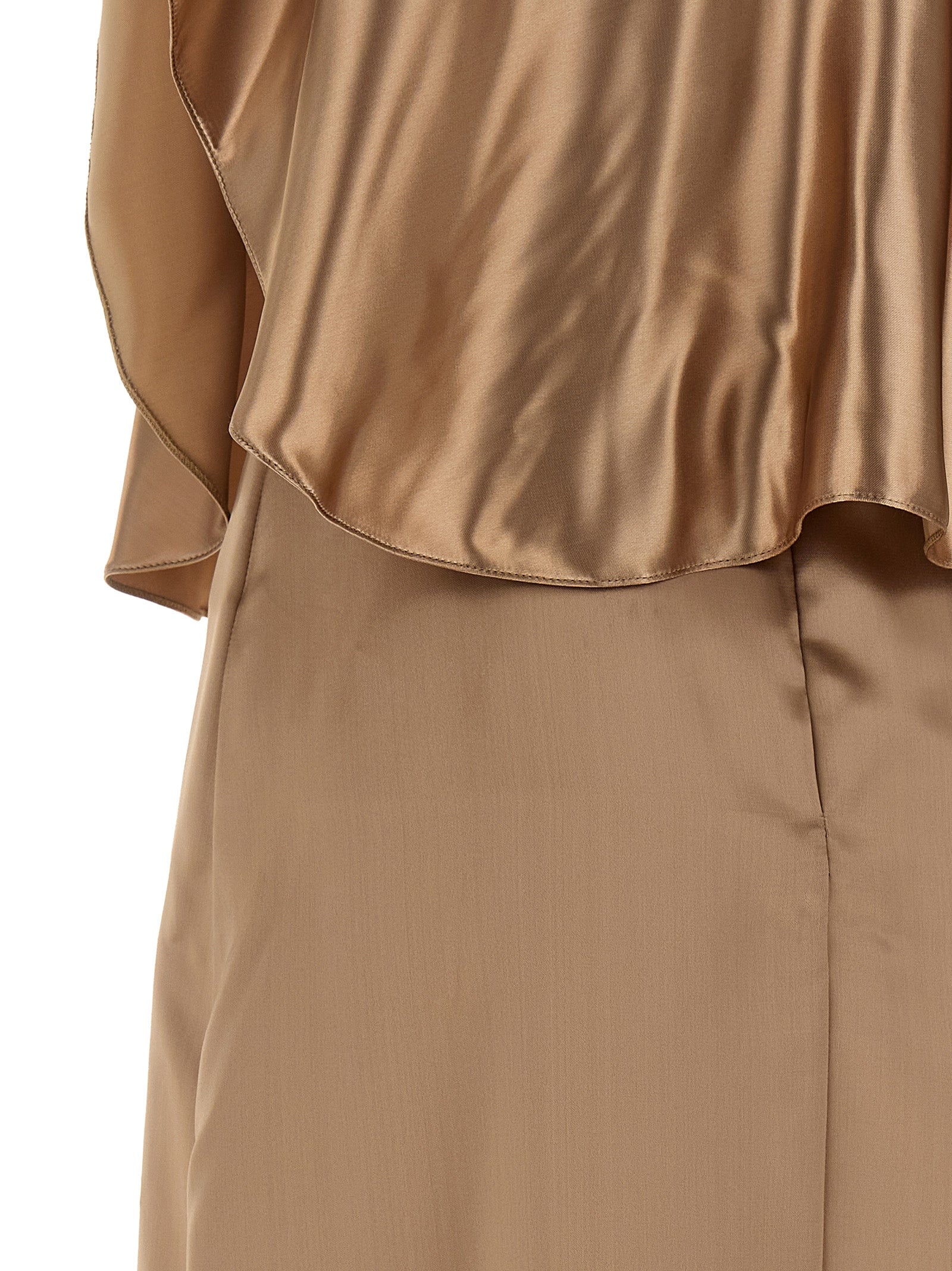 Beige Viscose Midi Dress