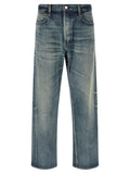 Blue Cotton Straight-Leg Jeans