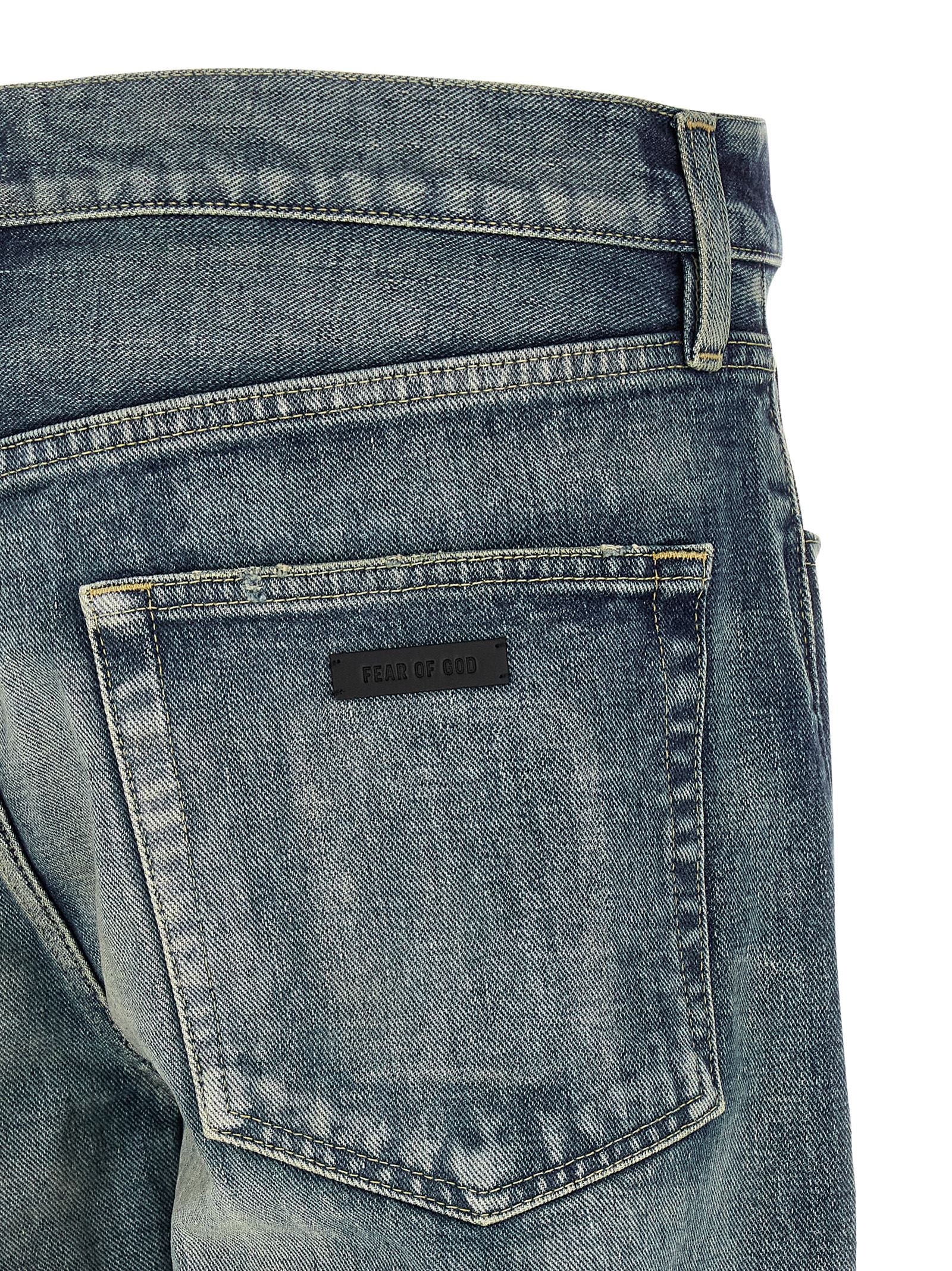 Blue Cotton Straight-Leg Jeans