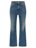 Blue Cotton Flared Jeans