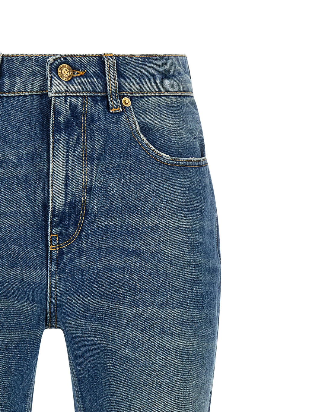 Blue Cotton Flared Jeans