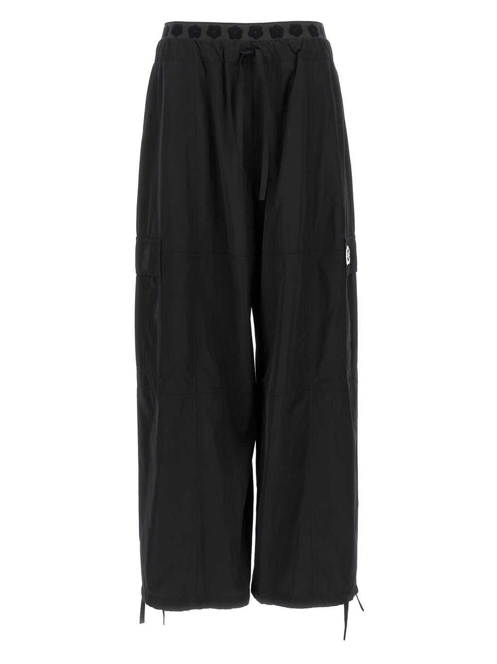 Black Polyester Cargo Pants