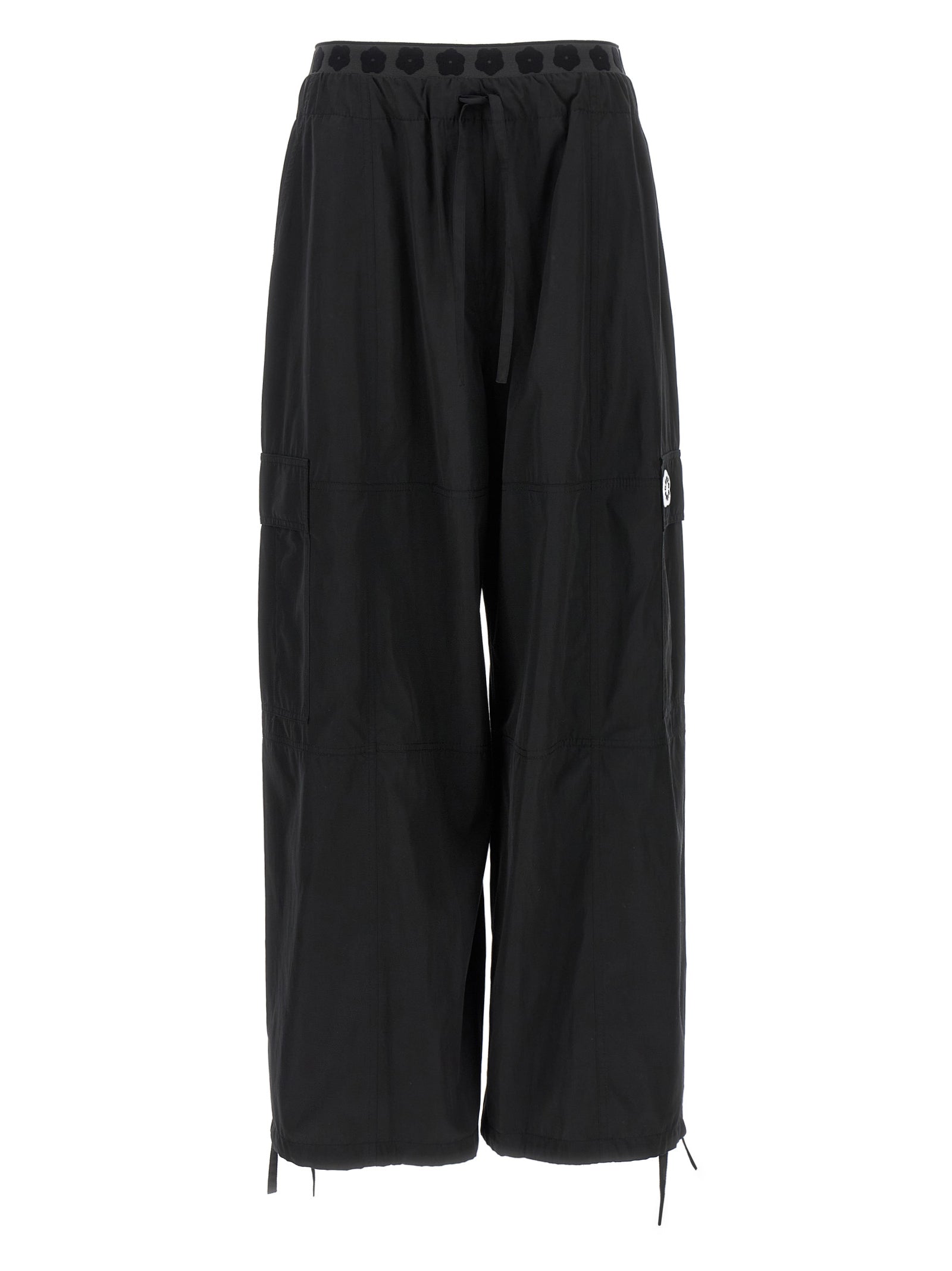 Black Polyester Cargo Pants