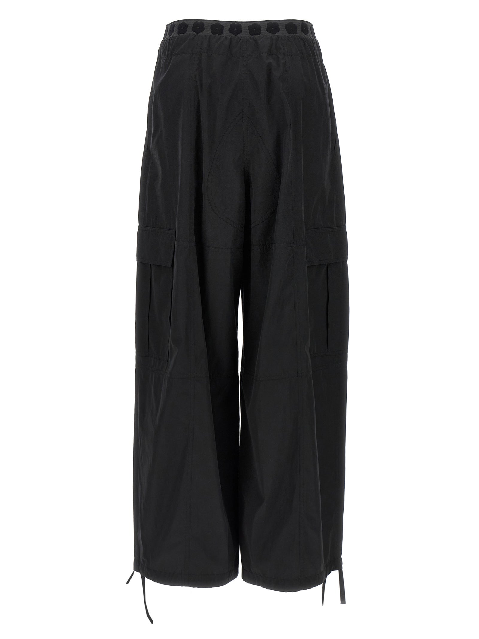 Black Polyester Cargo Pants