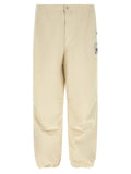 Beige Cotton Athletic Pants