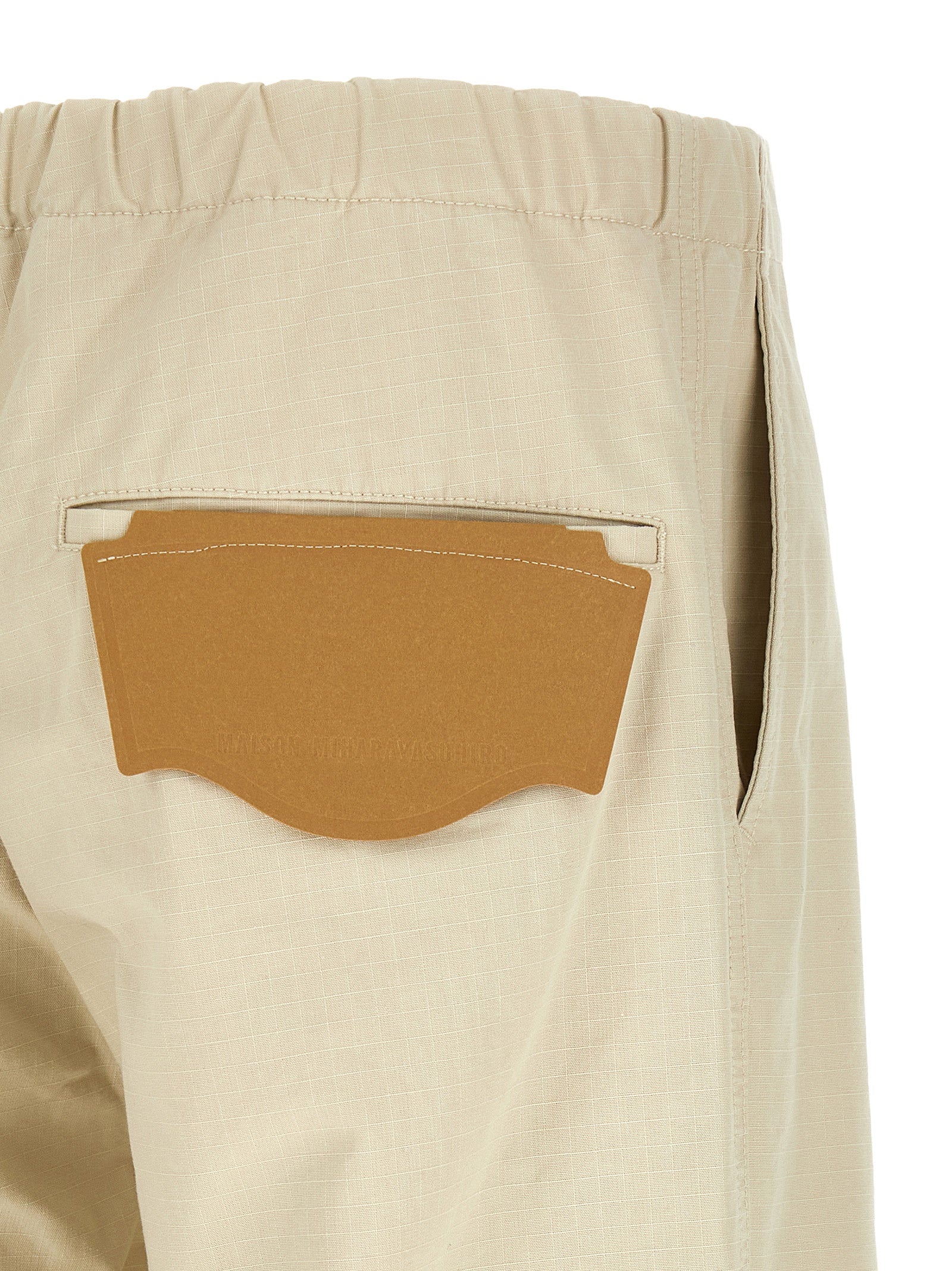 Beige Cotton Athletic Pants