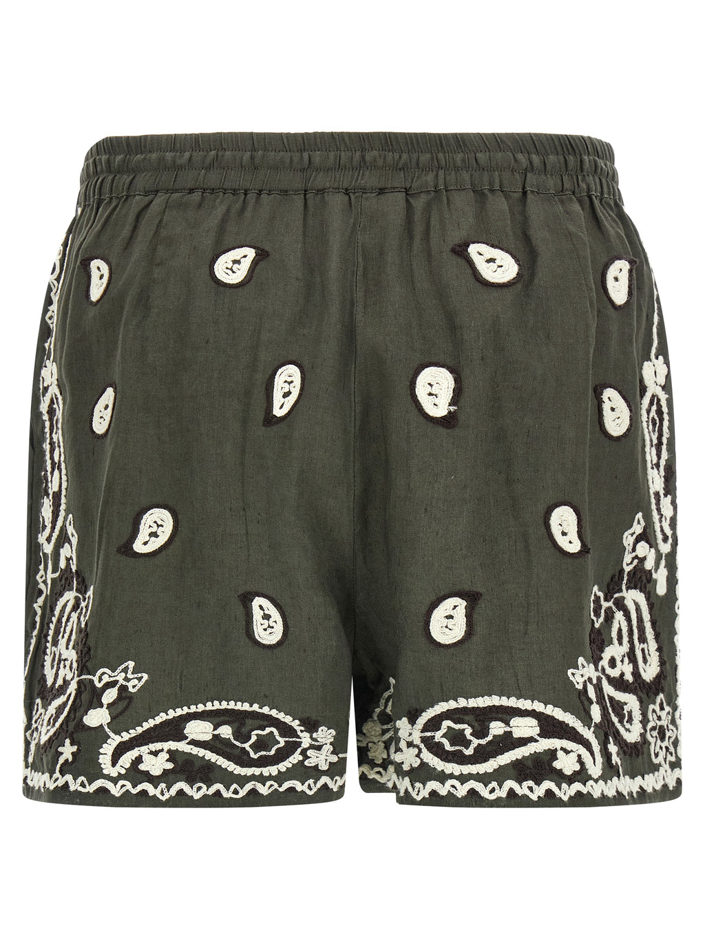 Bicolor Linen Bermuda Shorts