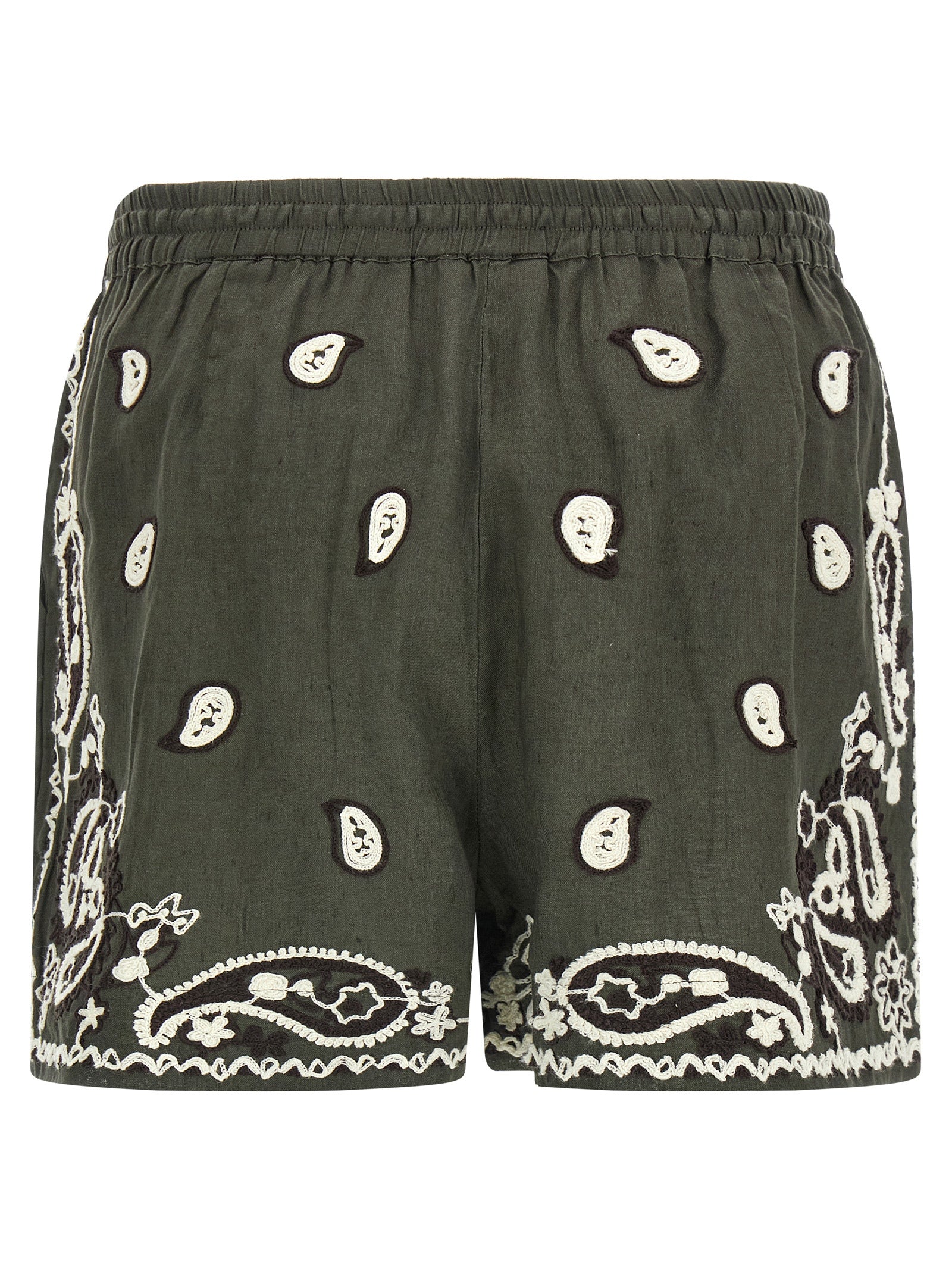 Bicolor Linen Bermuda Shorts