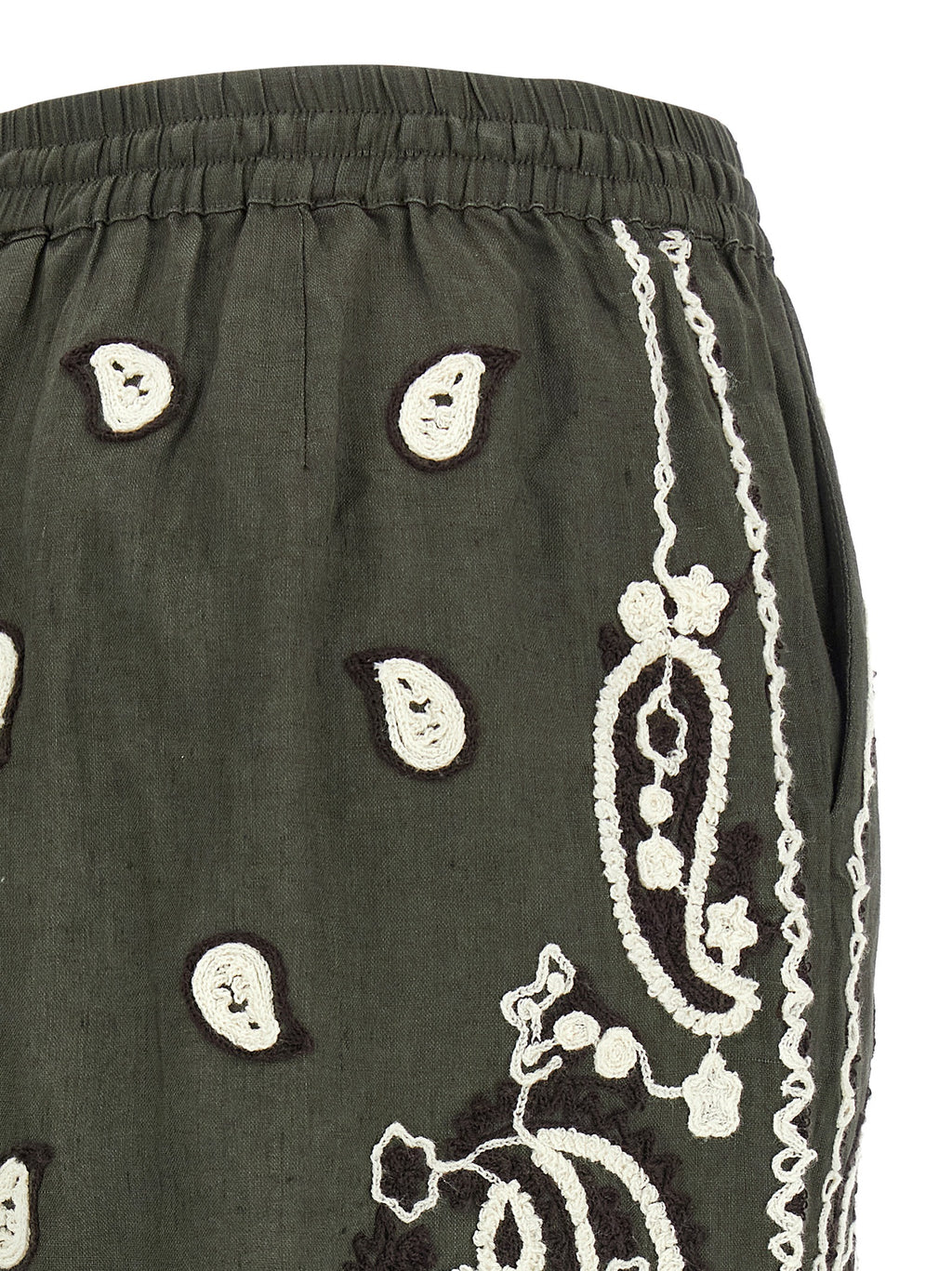 Bicolor Linen Bermuda Shorts