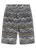 Bicolor Cotton Bermuda Shorts