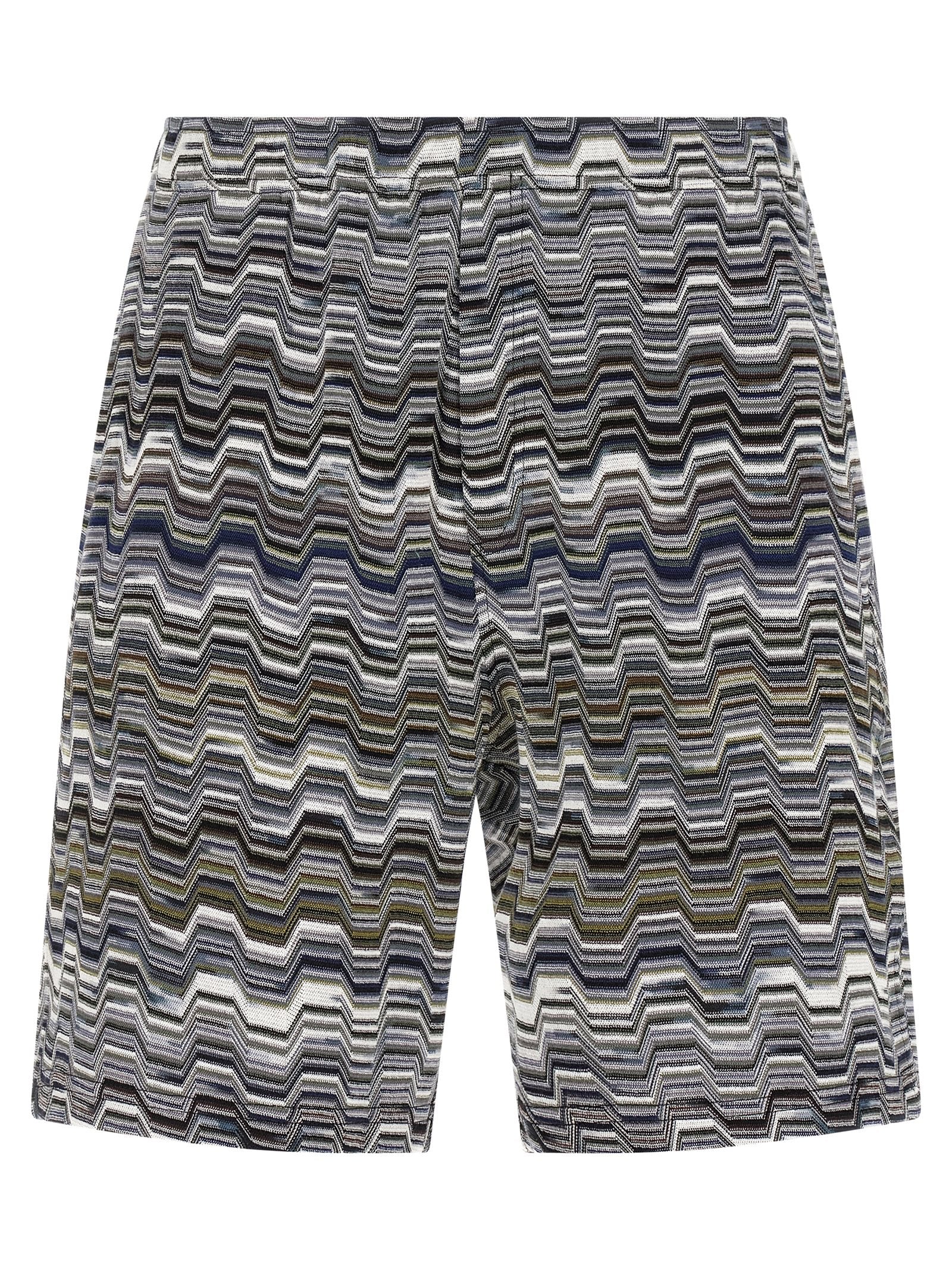 Bicolor Cotton Bermuda Shorts