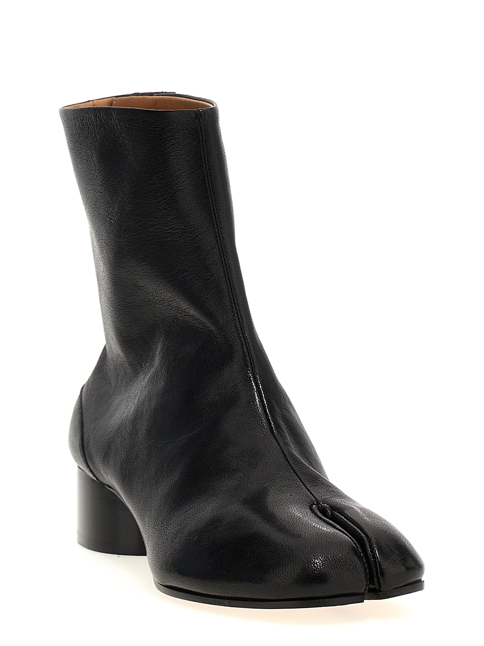 Black Lamb Leather Ankle Boots