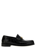 Black Velvet Leather Slip-On Loafers