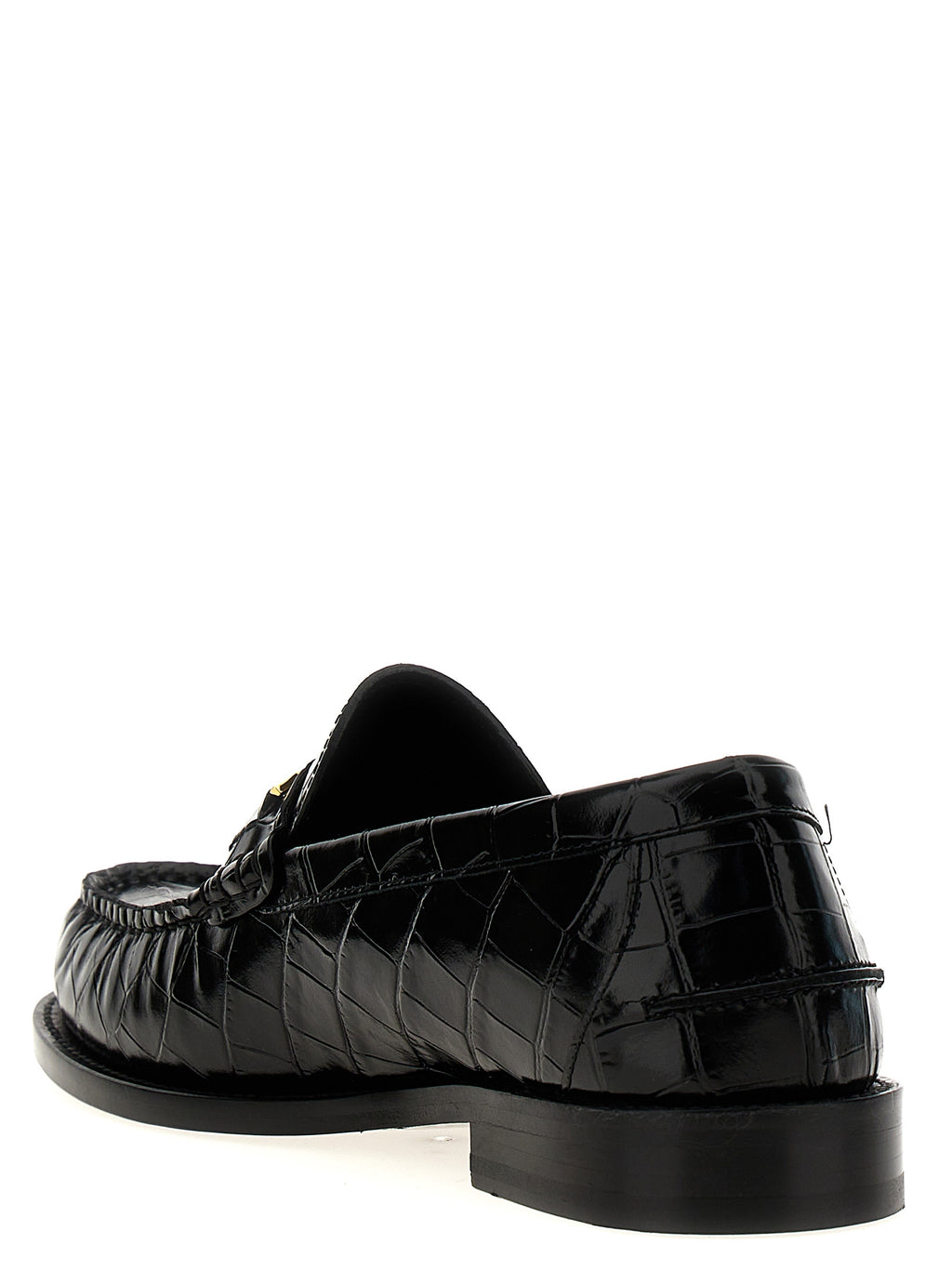 Black Velvet Leather Slip-On Loafers